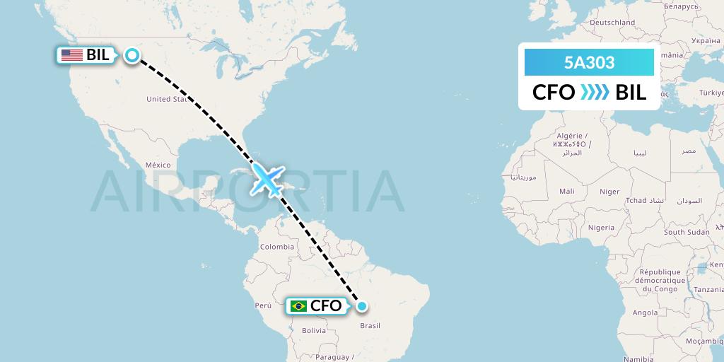 5A303 Alpine Air Express Flight Map: Confresa to Billings