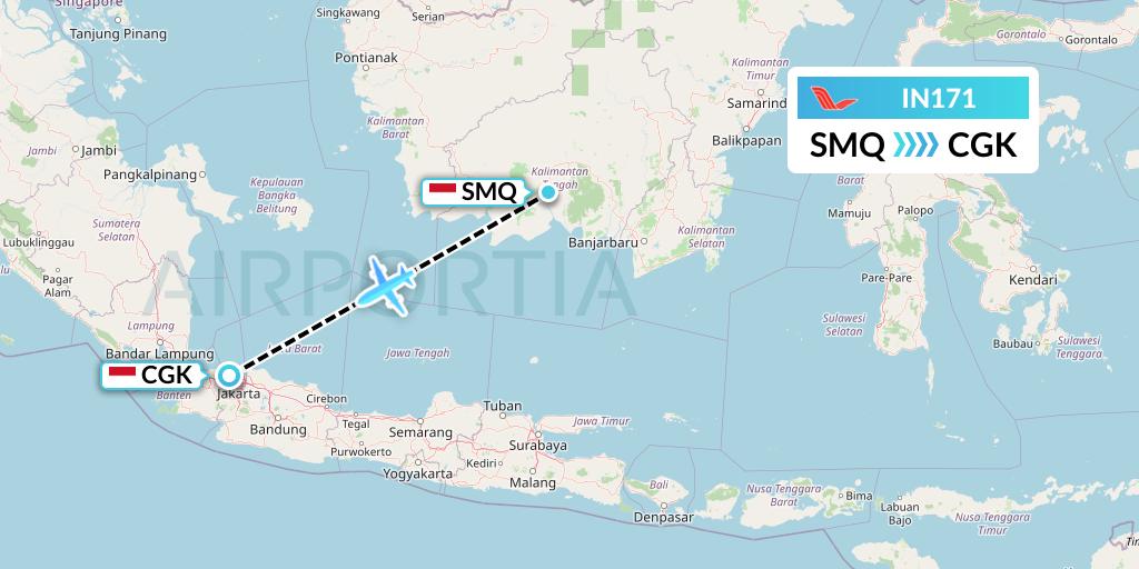 IN171 NAM Air Flight Map: Sampit Airport to Jakarta