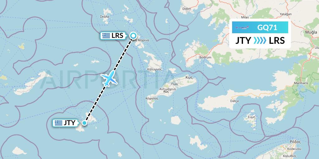 GQ71 Sky Express (Greece) Flight Map: Astypalaia Island to Leros
