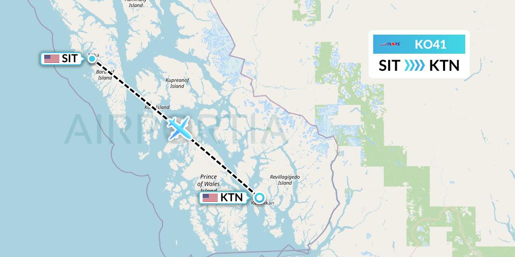 KO41 Komiaviatrans Flight Map: Sitka to Ketchikan