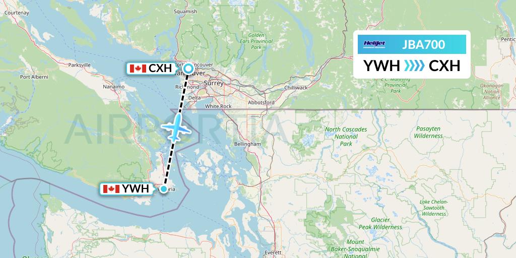 JBA700 Helijet International Flight Map: Victoria to Vancouver