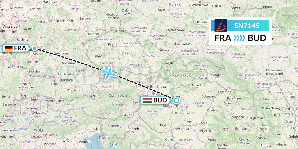 SN7145 Brussels Airlines Flight Map: Frankfurt to Budapest