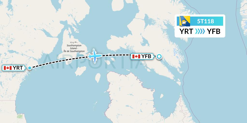 5T118 Canadian North Flight Map: Rankin Inlet to Iqaluit
