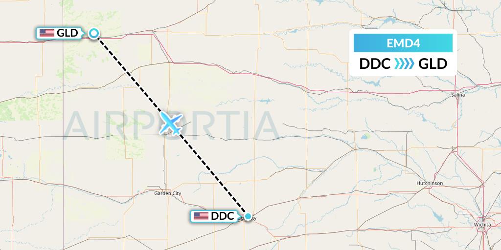 EMD4 Eaglemed Flight Map: Dodge City to Goodland