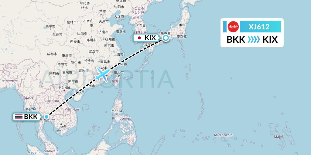 XJ612 Flight Status Thai AirAsia X Bangkok to Osaka (TAX612)