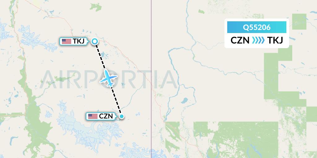Q55206 40-Mile Air Flight Map: Chisana to Tok
