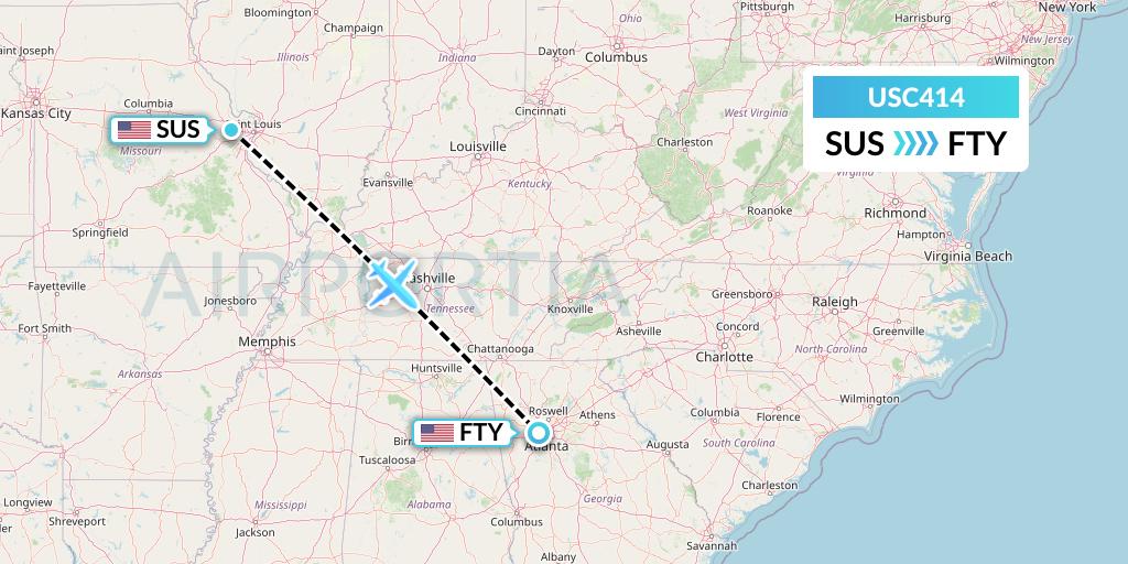 USC414 Airnet Express Flight Map: St. Louis to Atlanta