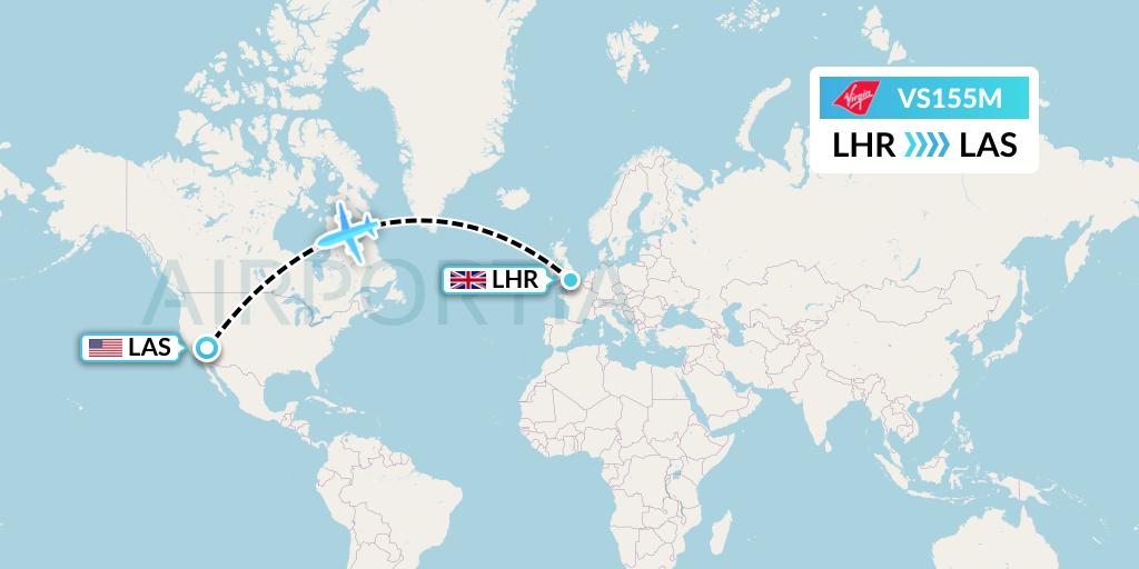 VS155M Virgin Atlantic Airways Flight Map: London to Las Vegas