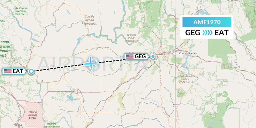 AMF1970 Ameriflight Flight Map: Spokane to Wenatchee