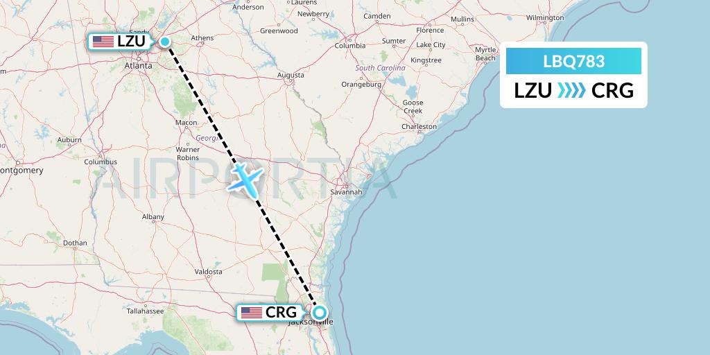 LBQ783 Quest Diagnostics Flight Map: Lawrenceville to Jacksonville