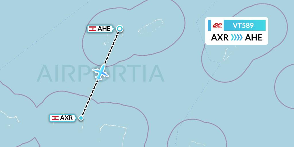 VT589 Air Tahiti Flight Map: Arutua to Ahe