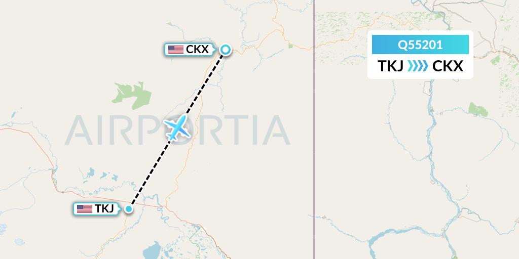 Q55201 40-Mile Air Flight Map: Tok to Chicken
