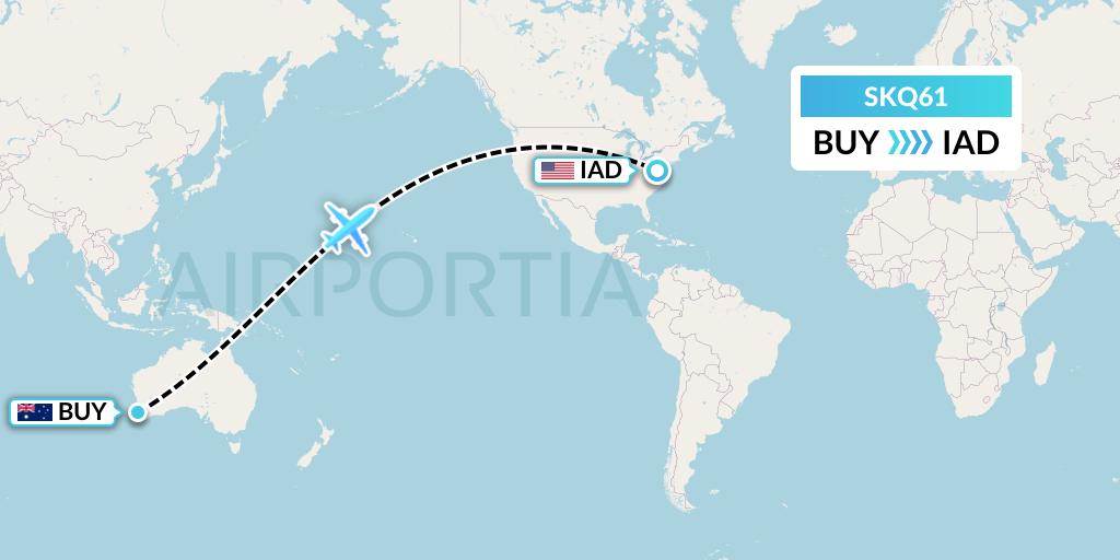 SKQ61 Labcorp Flight Map: Bunbury to Washington