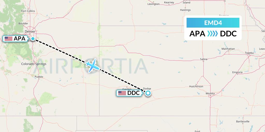 EMD4 Eaglemed Flight Map: Denver to Dodge City