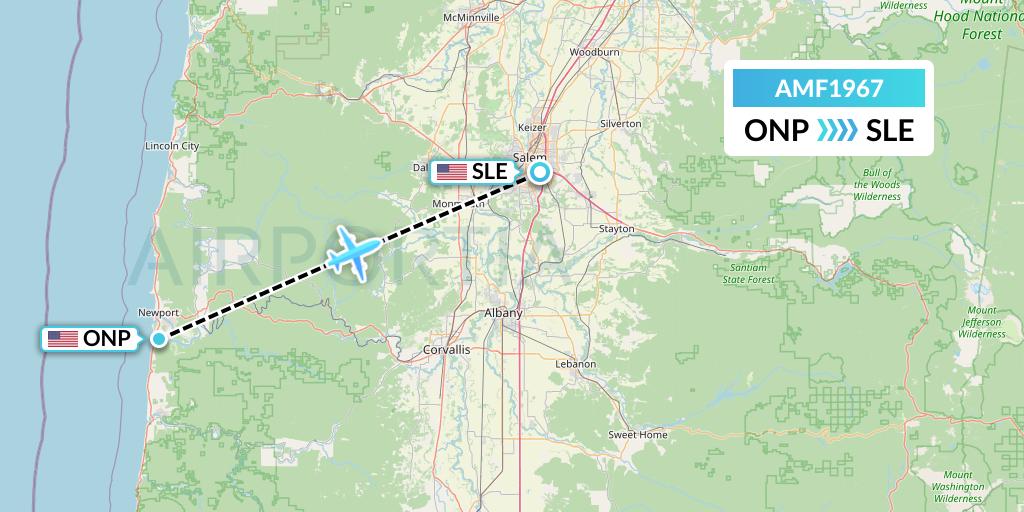 AMF1967 Ameriflight Flight Map: Newport to Salem