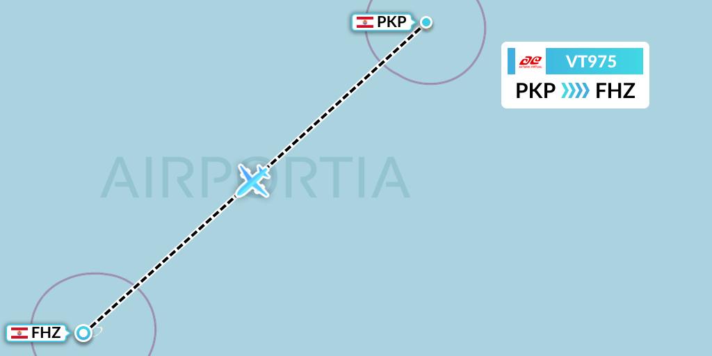 VT975 Air Tahiti Flight Map: French Polynesia to Fakahina