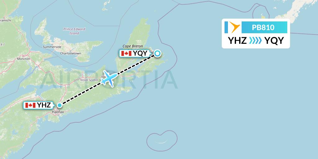 PB810 PAL Airlines Flight Map: Halifax to Sydney