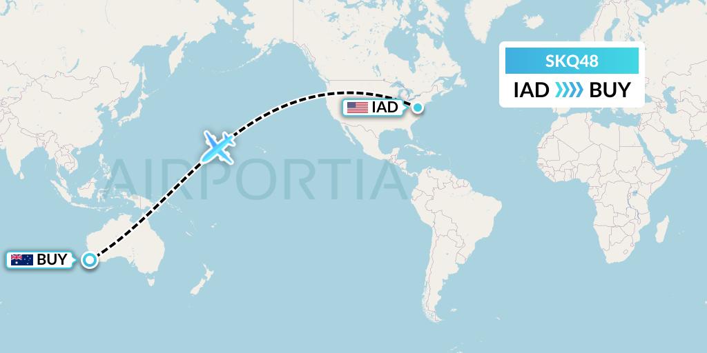 SKQ48 Labcorp Flight Map: Washington to Bunbury