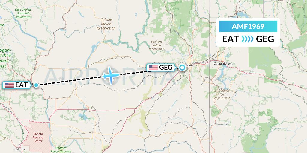 AMF1969 Ameriflight Flight Map: Wenatchee to Spokane