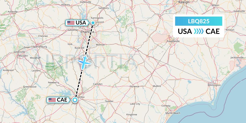 LBQ825 Quest Diagnostics Flight Map: Concord to Columbia