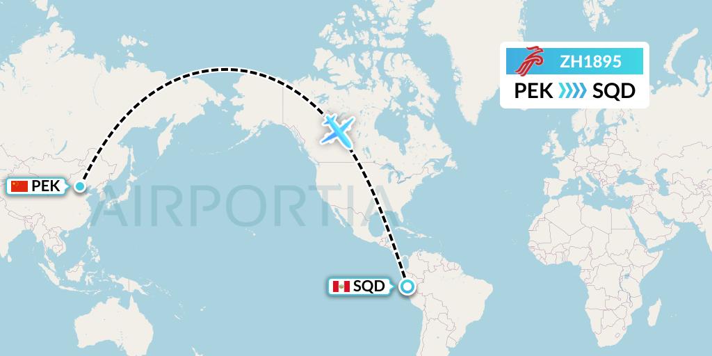 ZH1895 Shenzhen Airlines Flight Map: Beijing to San Francisco de Yeso