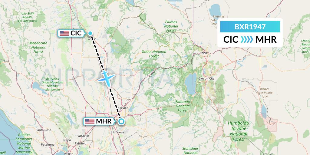 BXR1947 Redding Aero Enterprises Flight Map: Chico to Sacramento