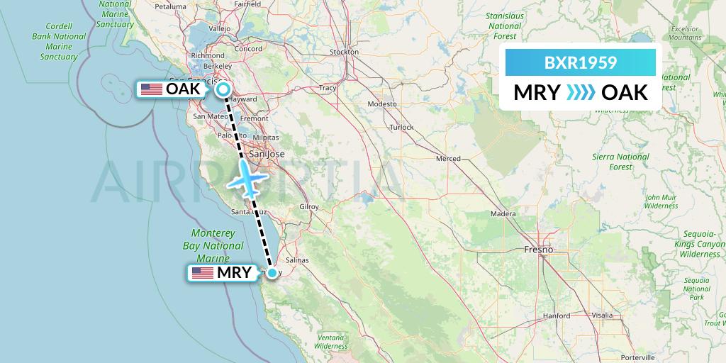 BXR1959 Redding Aero Enterprises Flight Map: Monterey to Oakland