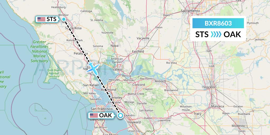 BXR8603 Redding Aero Enterprises Flight Map: Santa Rosa to Oakland