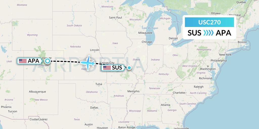 USC270 Airnet Express Flight Map: St. Louis to Denver