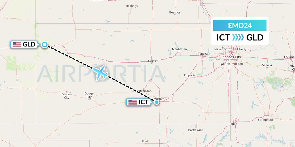 EMD24 Eaglemed Flight Map: Wichita to Goodland