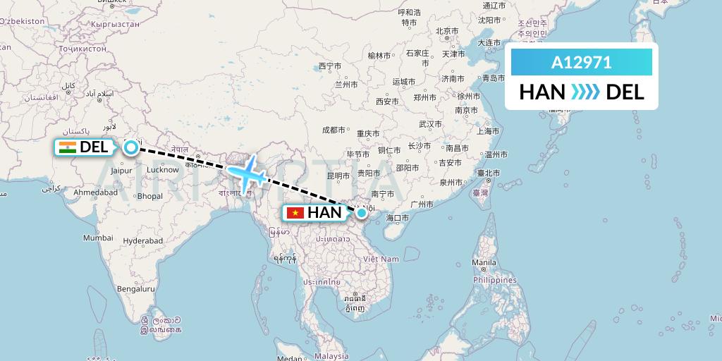 A12971 A.p.g. Distribution Systems Flight Map: Hanoi to Delhi
