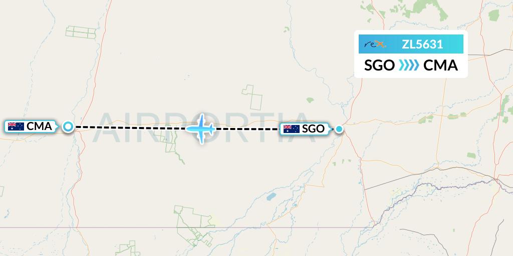 ZL5631 Regional Express Flight Map: St George to Australia