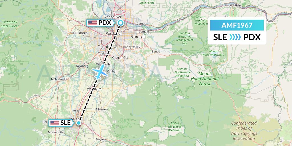 AMF1967 Ameriflight Flight Map: Salem to Portland