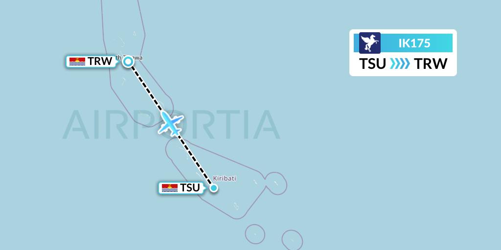 IK175 Air Kiribati Flight Map: Tabiteuea South to Tarawa