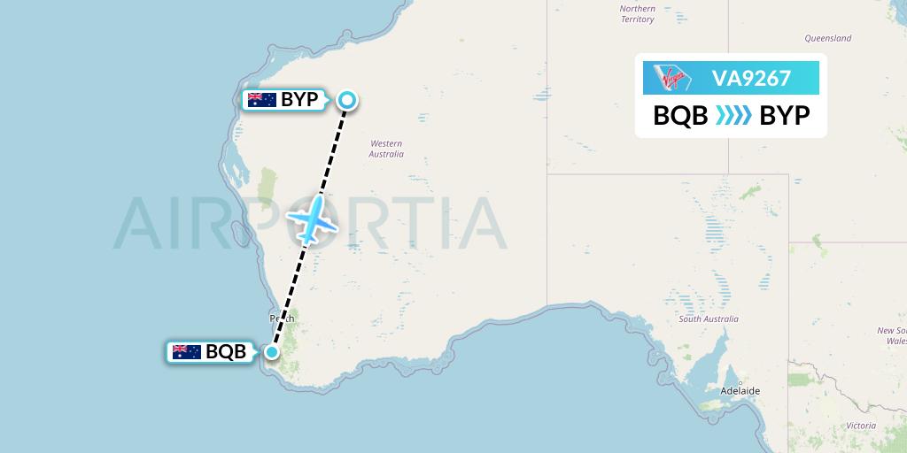 VA9267 Virgin Australia Flight Map: Busselton to Barimunya