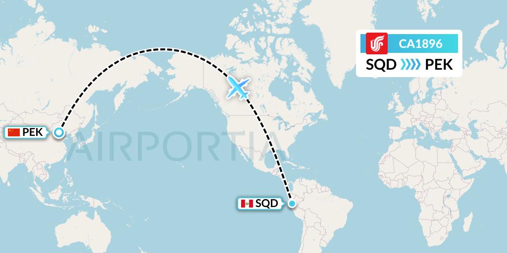 CA1896 Air China Flight Map: San Francisco de Yeso to Beijing