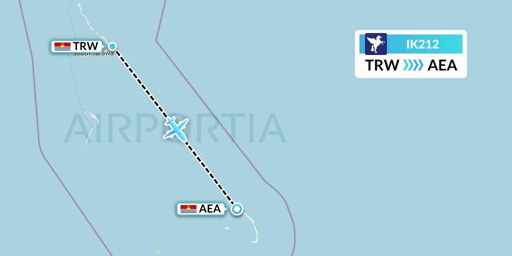 IK212 Air Kiribati Flight Map: Tarawa to Abemama Atoll