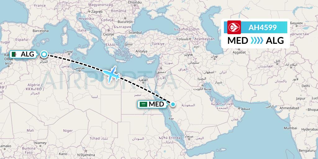 AH4599 Air Algerie Flight Map: Medina to Algiers