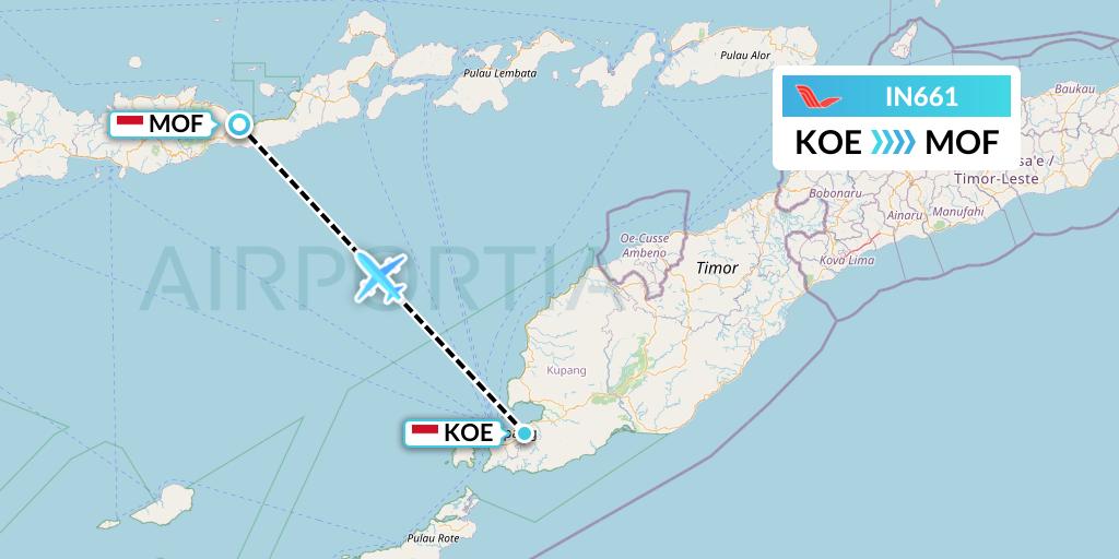 IN661 NAM Air Flight Map: Kupang to Maumere
