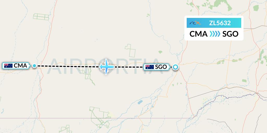 ZL5632 Regional Express Flight Map: Australia to St George