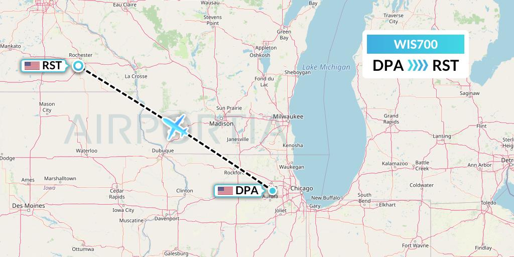 WIS700 Paccair Flight Map: Chicago to Rochester