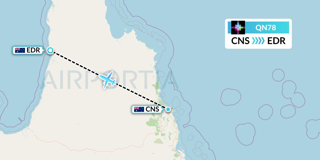 QN78 Skytrans Flight Map: Cairns to Australia