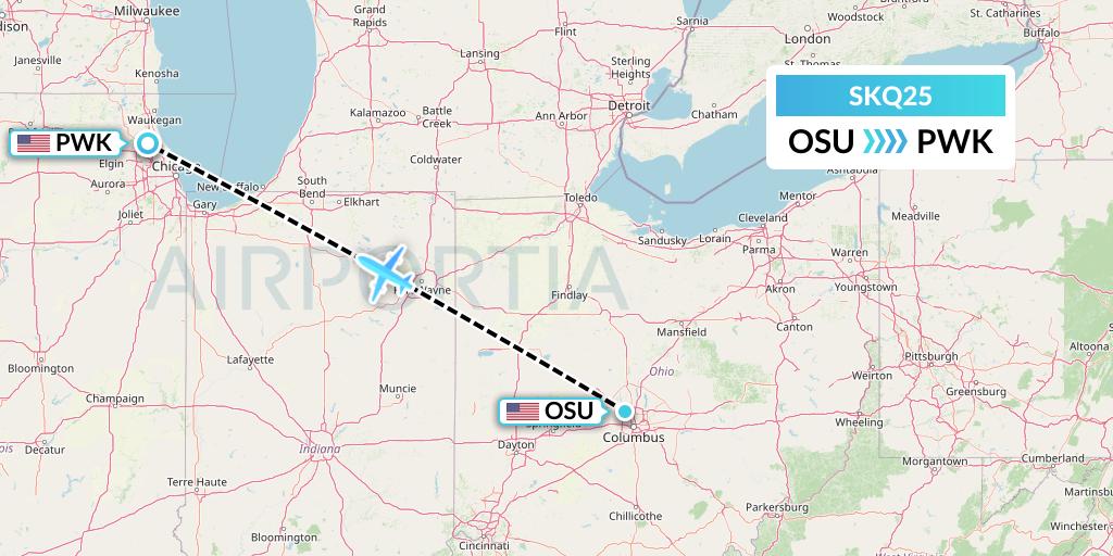 SKQ25 Labcorp Flight Map: Columbus to Chicago