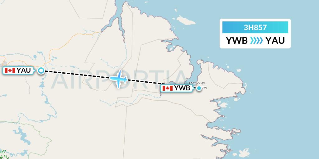 3H857 Air Inuit Flight Map: Kangiqsujuaq to Kattiniq