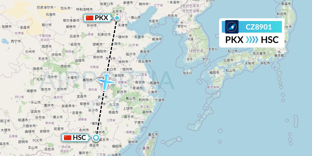 CZ8901 China Southern Airlines Flight Map: Beijing to Shaoguan