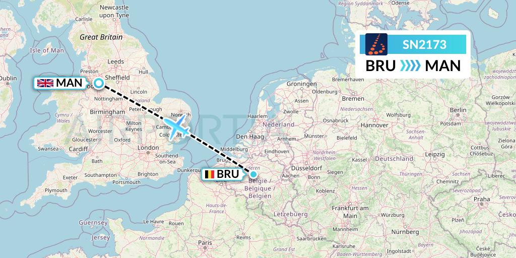SN2173 Brussels Airlines Flight Map: Brussels to Manchester