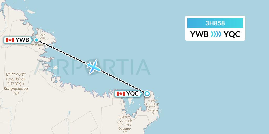 3H858 Air Inuit Flight Map: Kangiqsujuaq to Quaqtaq