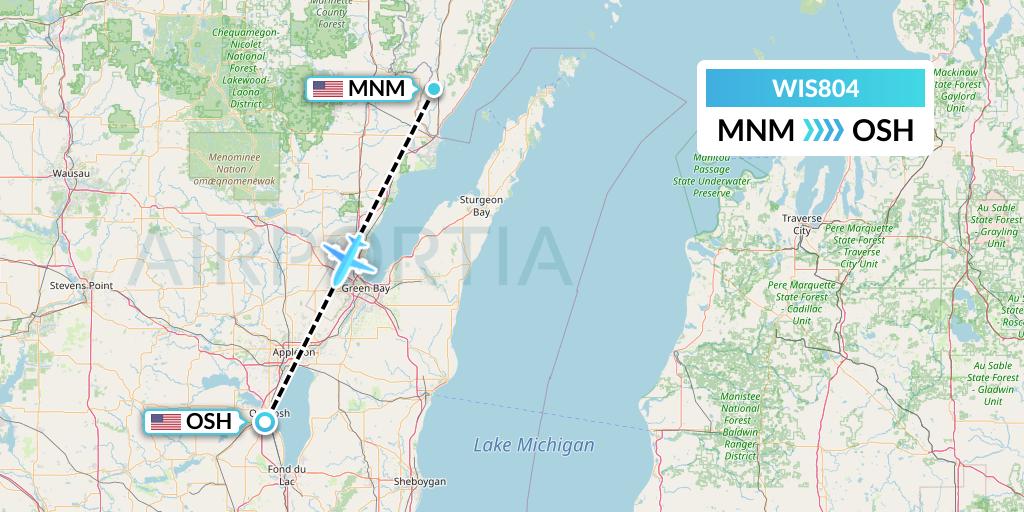 WIS804 Paccair Flight Map: Menominee to Oshkosh