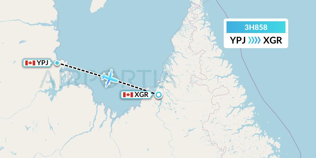 3H858 Air Inuit Flight Map: Aupaluk to Kangiqsualujjuaq