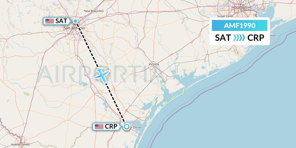 AMF1990 Ameriflight Flight Map: San Antonio to Corpus Christi